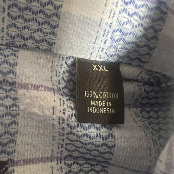 Tasso Elba Shirt Mens 2XL Button Long Sleeve Blue Purple Geometric Western Heavy - Picture 2 of 4